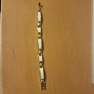 Vintage Ivory Enamel Goldtone Link Bracelet
